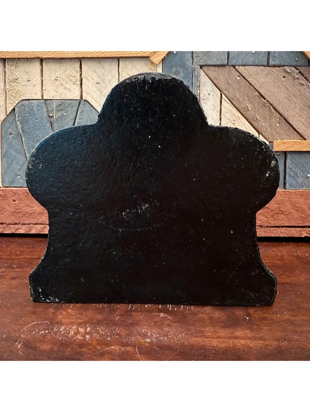 Vintage Cast Iron Fireplace Hearth Doorstop Hanging Kettle Flames Decor